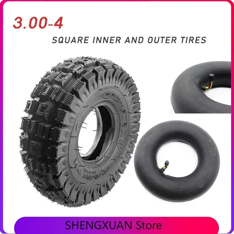 3.00-4 إطار داخلي خارجي للطرق الوعرة 3.00-4 (10 بوصة × 3 بوصة، 260 × 85) لـ Knobby Scooter ATV ومجموعة إطارات Go Kart والدراجات البخارية الكهربائية