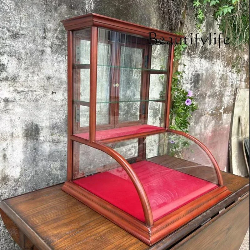 

I Medieval Solid Wood Display Cabinet, Retro Display Jewelry Cabinet, Curved Glass Boutique Small Display Cabinet