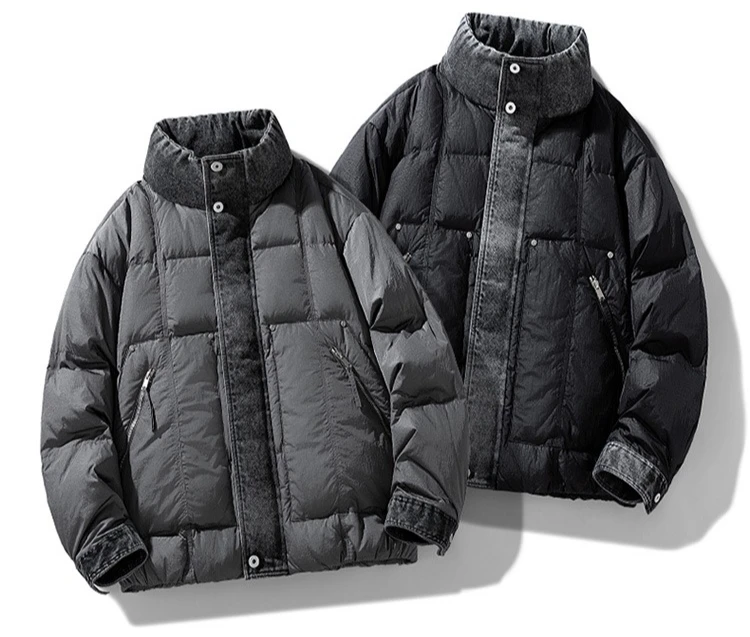 【New】Winter 90% Down Jacket - US High - street Denim - Spliced Workwear Style (New Arrival)