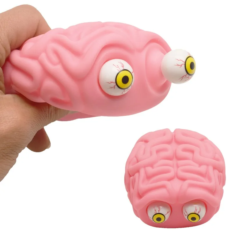 Flippy Brain Squishy Eye Popping Tricky Vomiting Squeeze Toys Stranger Monster Pinch Press Ball Spit Glue Doll Toys Halloween