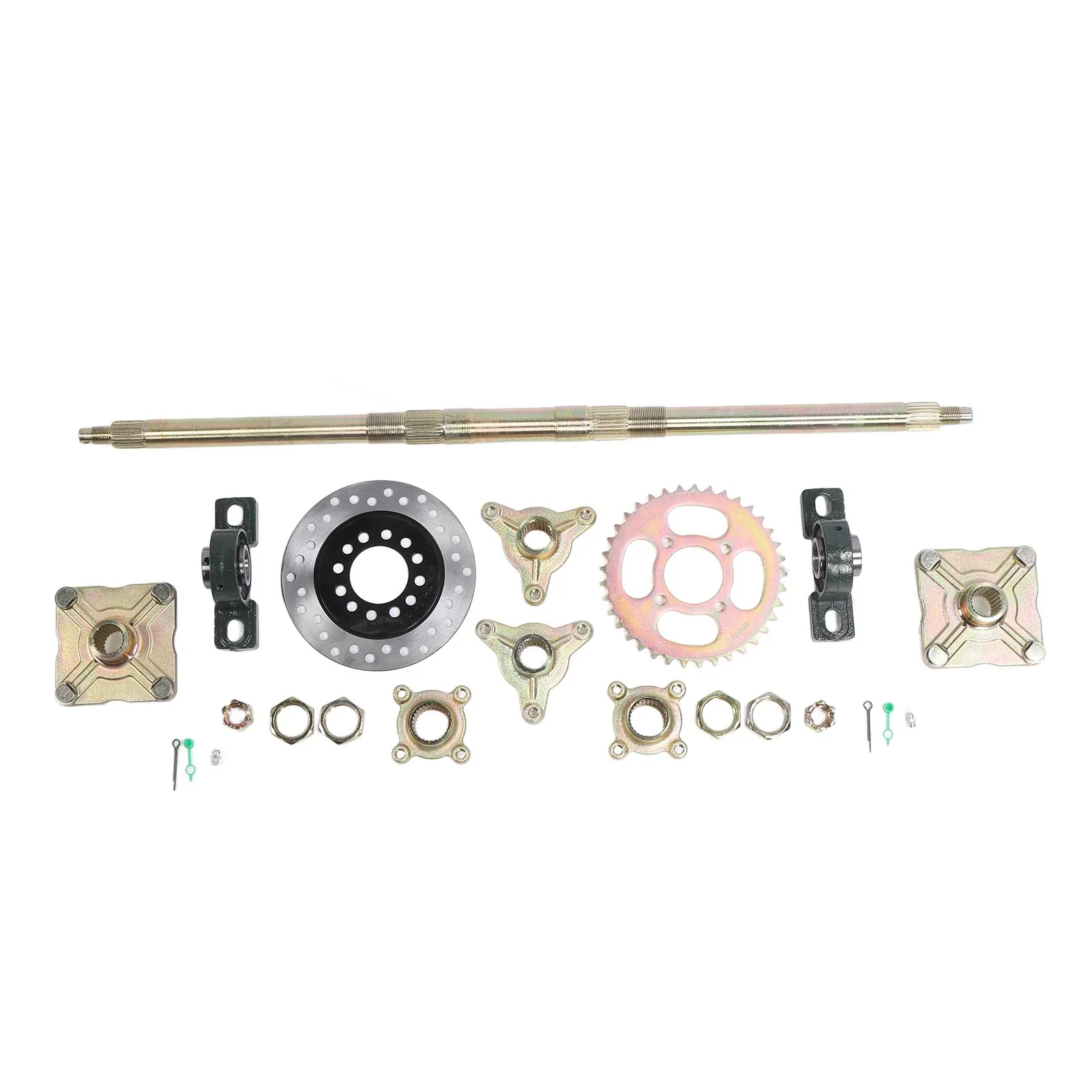 Go Kart Rear Axle Kit 740mm Heavy Duty with Brake Disk Sprocket for 50-150CC DIY ATVs Quads Drift Trikes OEM Replacement Endurin