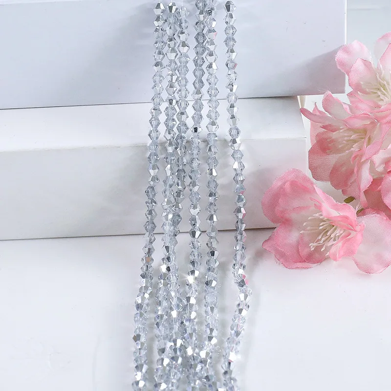 

35cm long 4mm diamond-shaped crystal glass beads, colorful jewelry accessories,handmade DIY beaded clothing headscarf decoration