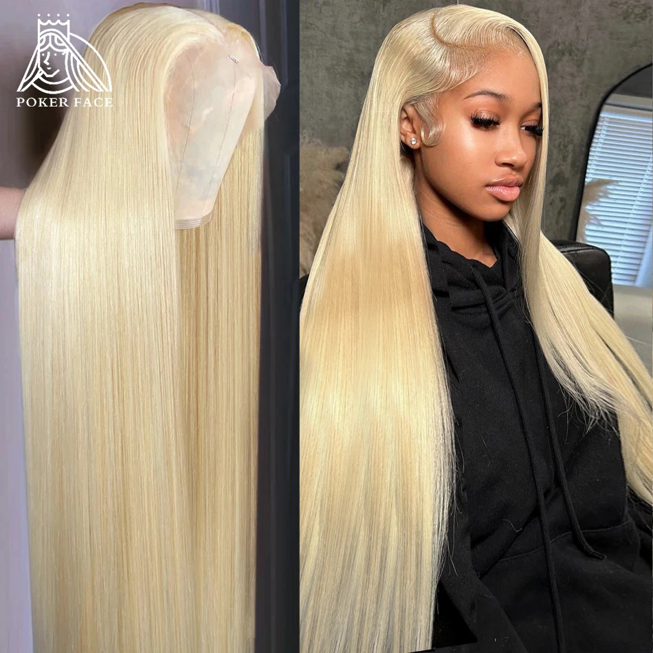 Poker Face Blonde 613 HD 30 40 Inch Straight 13x4 Lace Front Human Hair Wigs Transparent 13x6 Lace Frontal Wig 5x5 Closure Wig