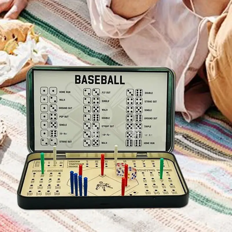 Travel Board Games Interactive Board Game Baseball Football Knuckle Dice Soccer Tin Box Table Game for Kids 6 Chess Board Game