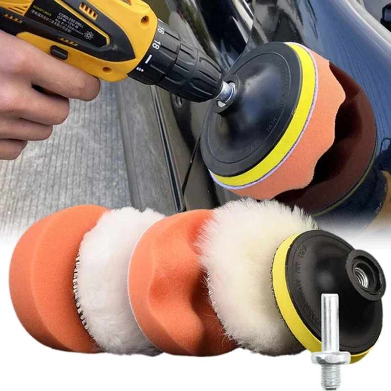 6Pcs Car Polishing Disc Sponge Pads Kit Auto Detailing Waxing Polish Machine Buffering Sponge Remove Scratches Wax Pads