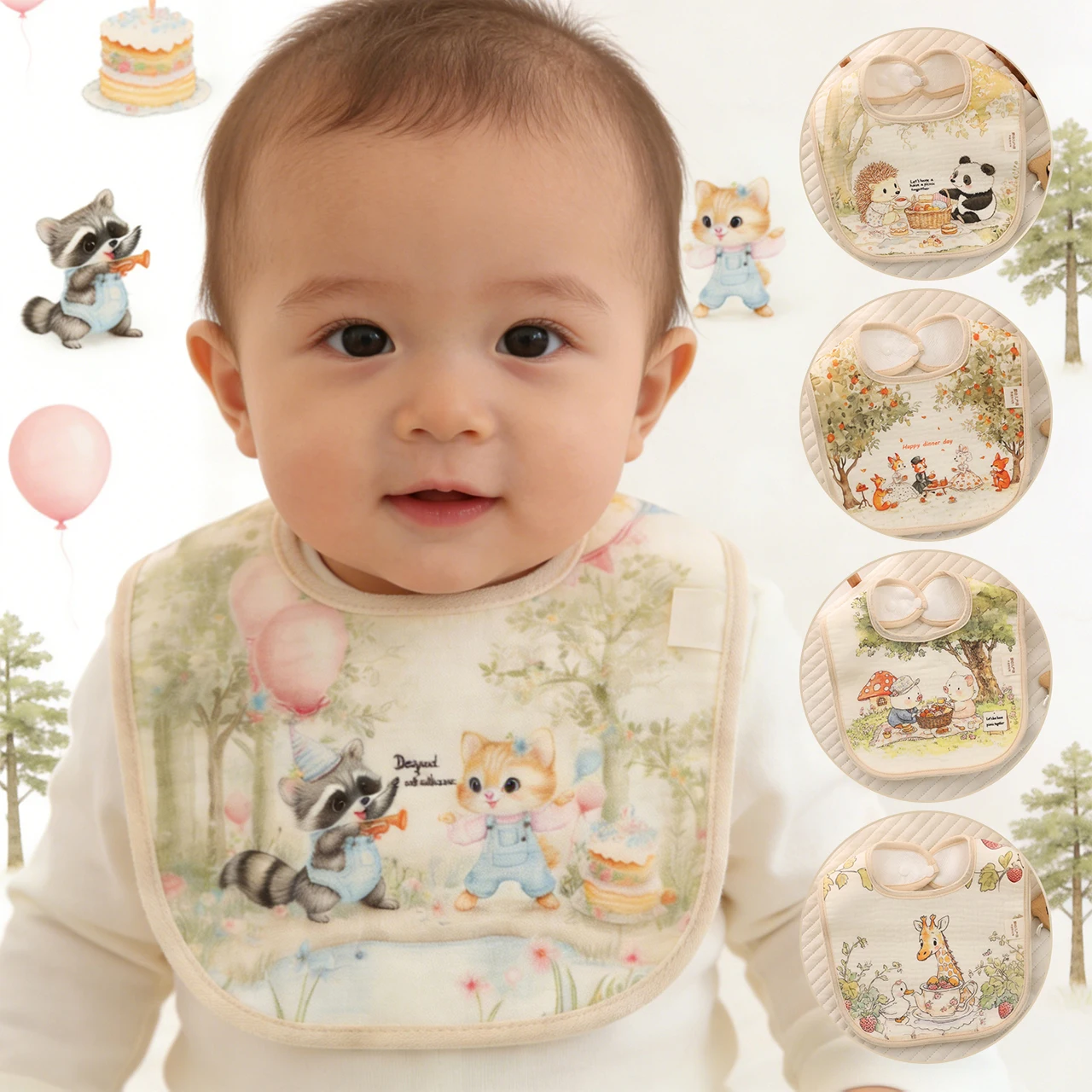 

Нагрудники для малышей 0-1 года с мультяшным принтом, для кормления и отрыжки, для мальчиков и девочек, удобные, на кнопках, мягкие хлопковые, для новорожденных