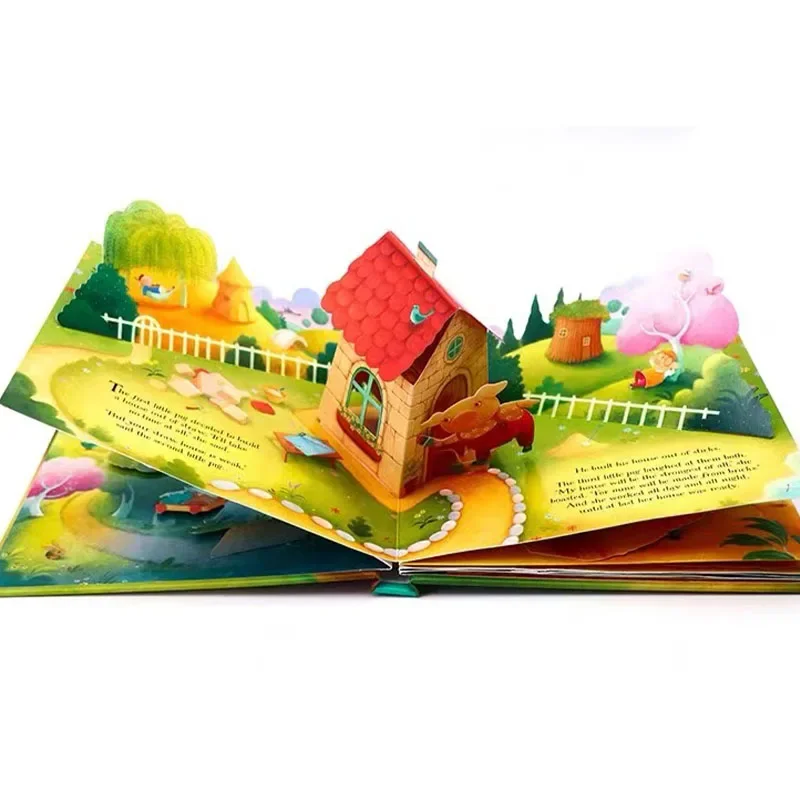 Usborne-Livre de lecture Pop-Up pour enfants, trois petits cochons, nettoyage d'images à rabat 3D en anglais, apprentissage de la langue anglaise