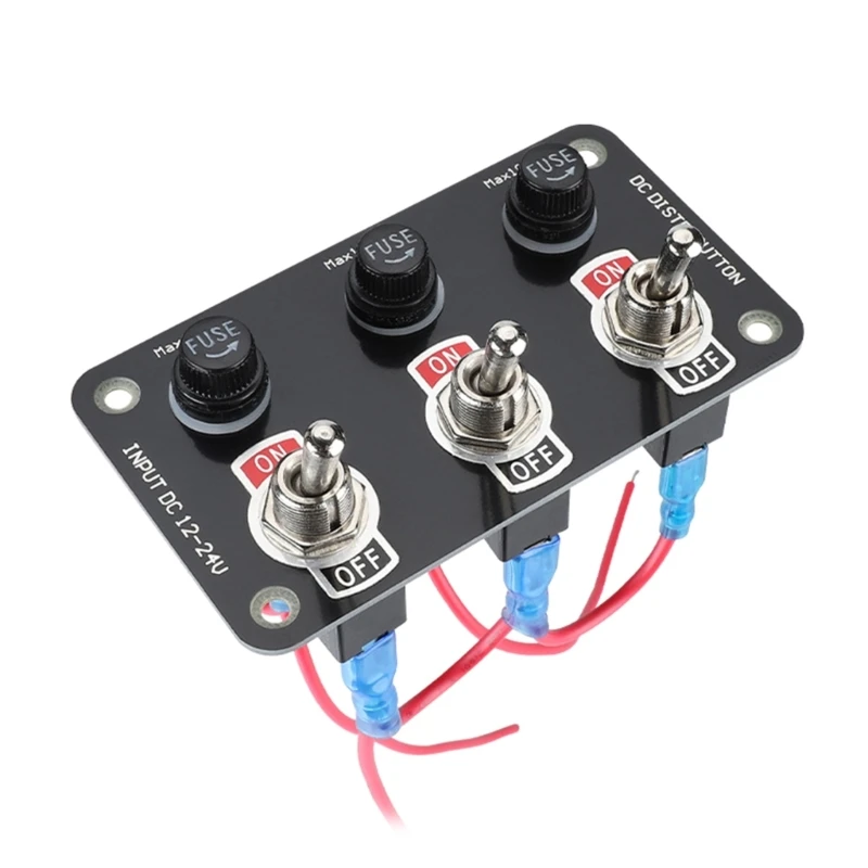 Universal Engine Push Button 3 Gang Power Fuses Holder Control Panel Compatible for 12V/24V Marine Vehicles