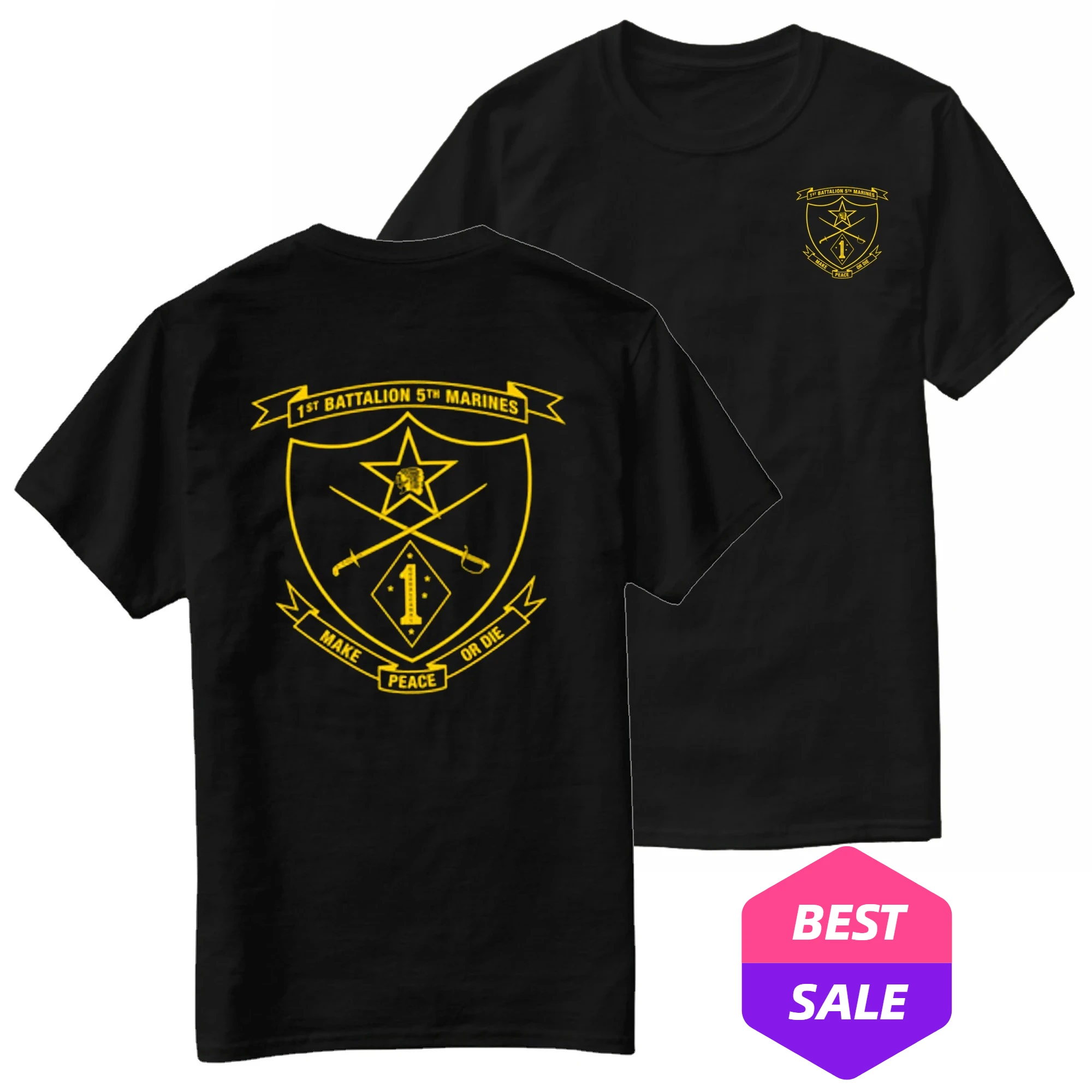 US Marine Corps 1st Battalion, 5th Marine Regiment T-Shirt 100% Cotton O-Neck Short Sleeve Summer Casual Mens T-shirt