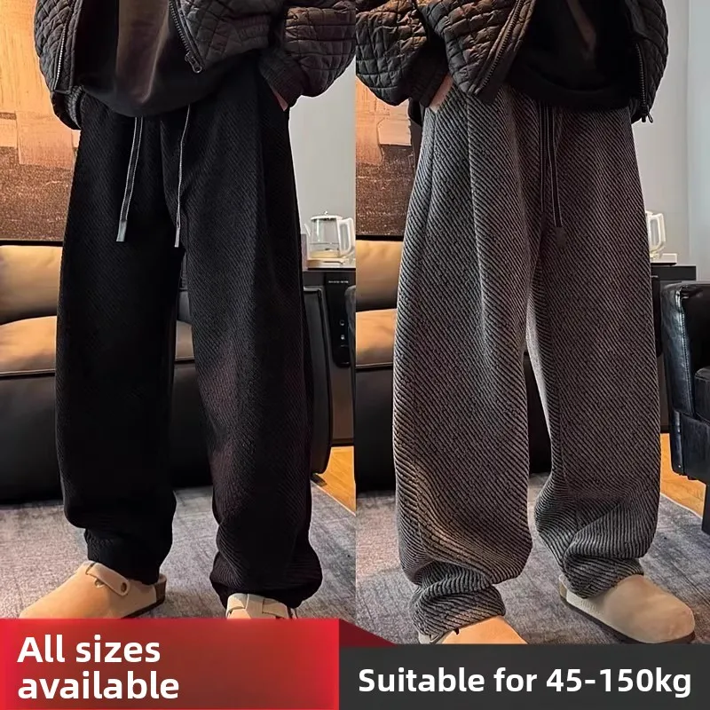 

Autumn Winter plus Size 300 Pou New Casual ular Diagonal Stripe Silver Tead Casual Pants Slimming Simple Versatile IN...