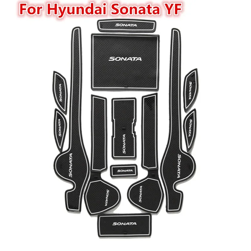 3D Rubber Mat For Hyundai Sonata YF i45 2011-2014 Door Slot Pad Cup Cushion Groove Mat Lnterior Anti Slip Mat Car Accessories