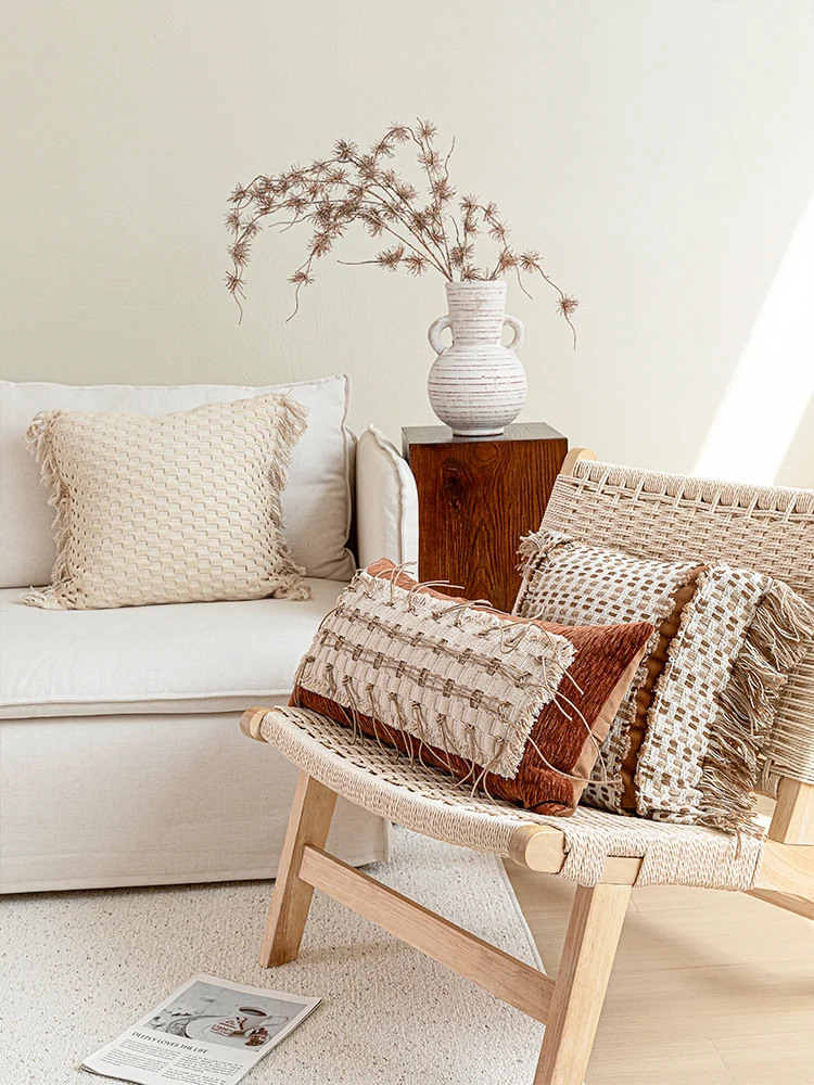 

Декоративная подушка для дивана в винтажном стиле середины века, оранжево-коричневая, для гостиной, поясничная подушка для образцовой комнаты