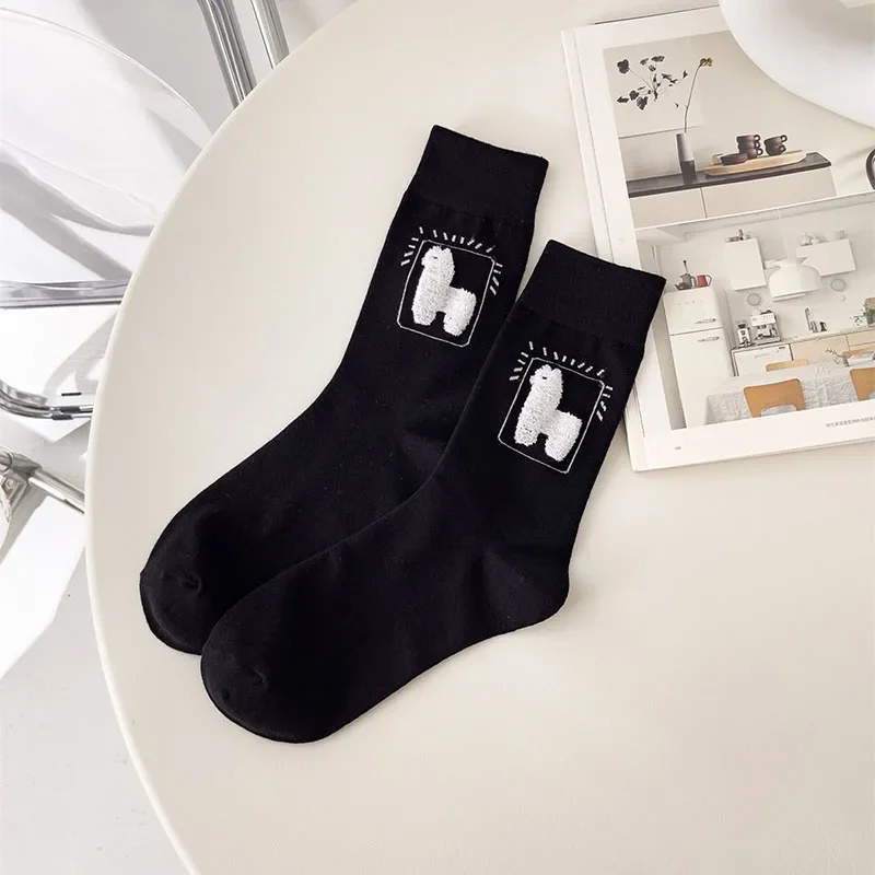 Cartoon Alpaca Women Lovely Socks Animal Cute 3D Hairy Alpaca Soft Cotton Socks Funny Sheep Unisex Hipster Sport Casual Sokken