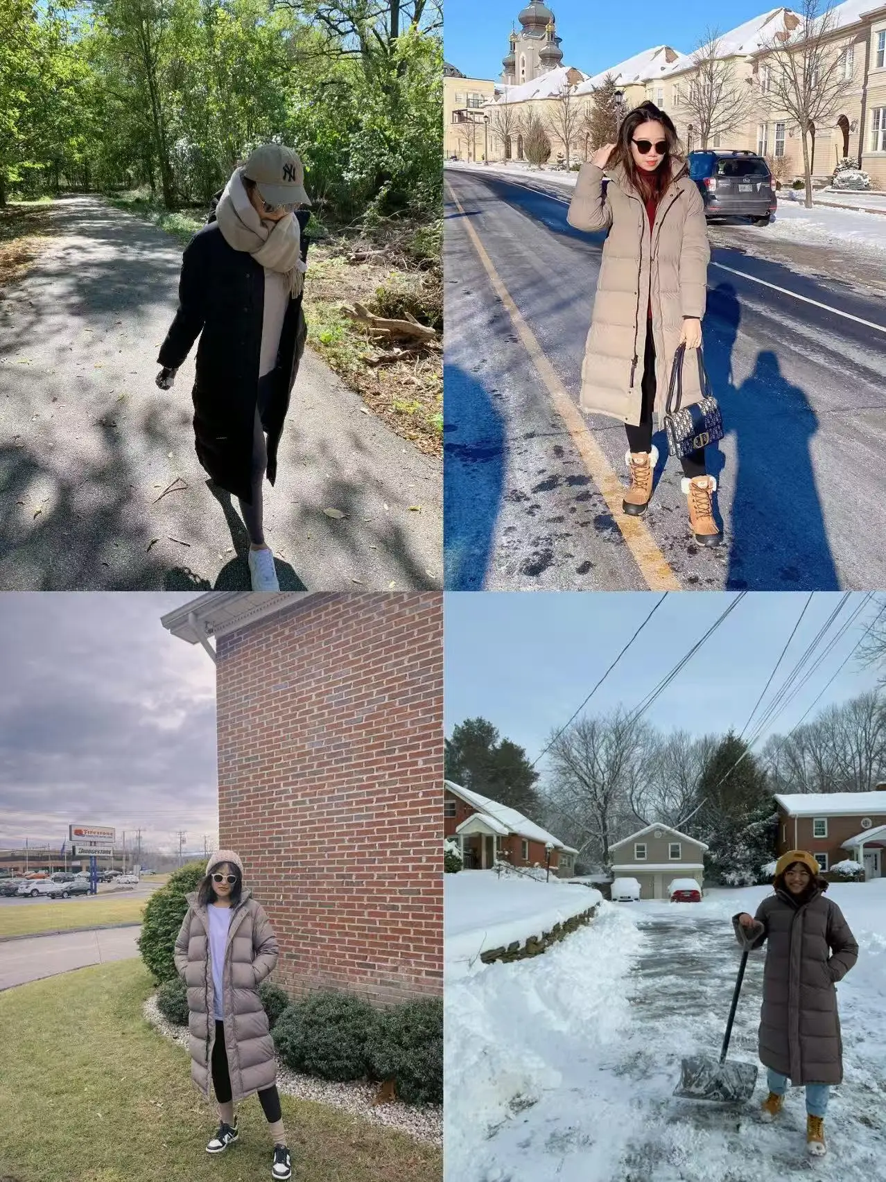 

Aritzia Women's Long down Jacket Super Puff Thick White Goose down Coat 8 Grids Vintage Style Loose Fit Warmth Outdoor