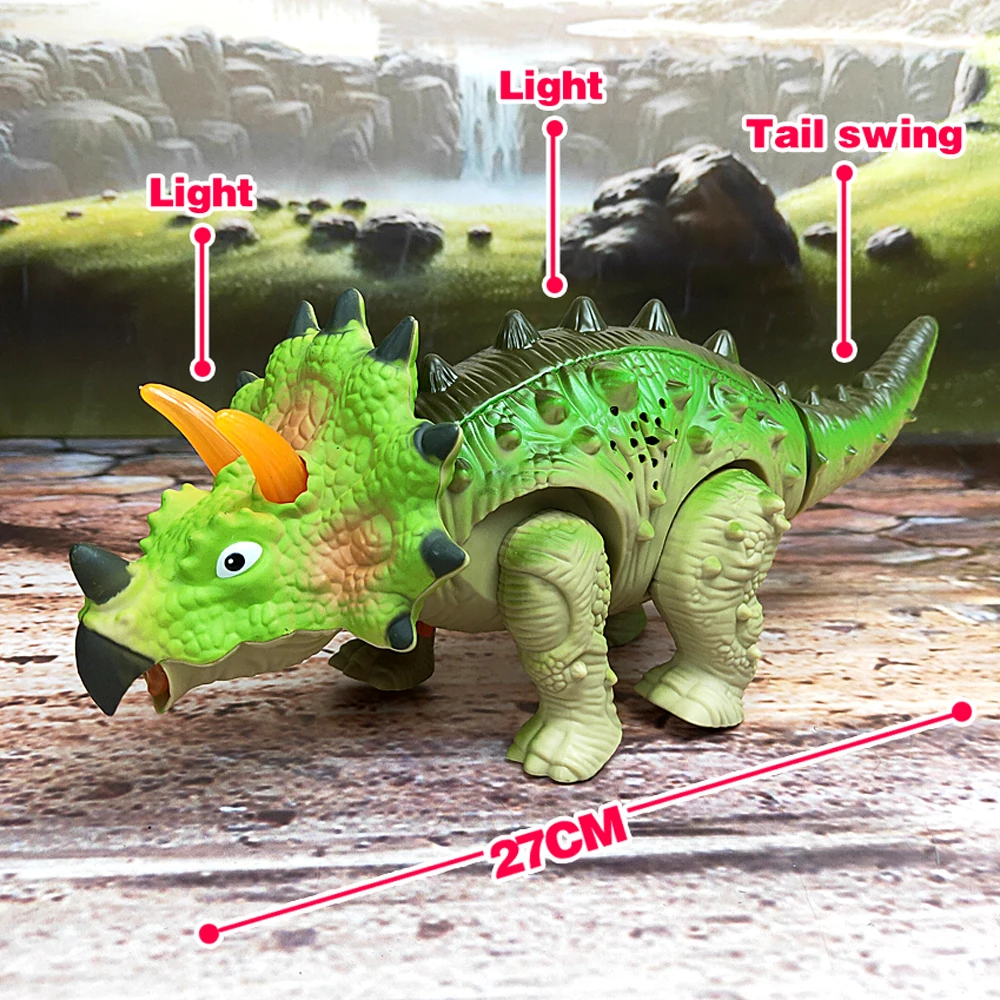 Dinozaury zabawki Triceratops Model Walking dinozaur elektryczna interaktywna kolekcja Model zwierzęcia zabawki dla dzieci prezenty urodzinowe