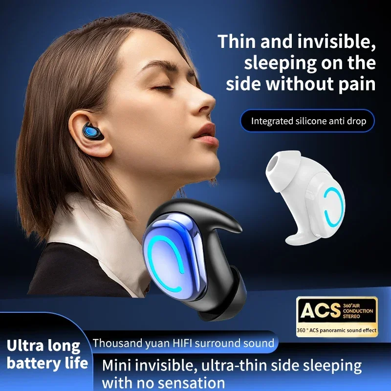 Q9 Sleep Mini Sports Bluetooth Earphones Single Ear In Ear Sports Invisible Heavy Bass Waterproof Call Function Breathing Light