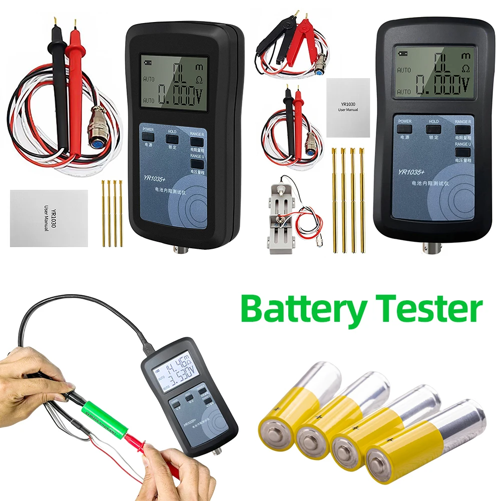 YR1035+ 4-Wire Digital Lithium Battery Internal Resistance Tester 100V Battery Internal Ohm Meter for Ni-MH Ni-CD Li-ion Battery