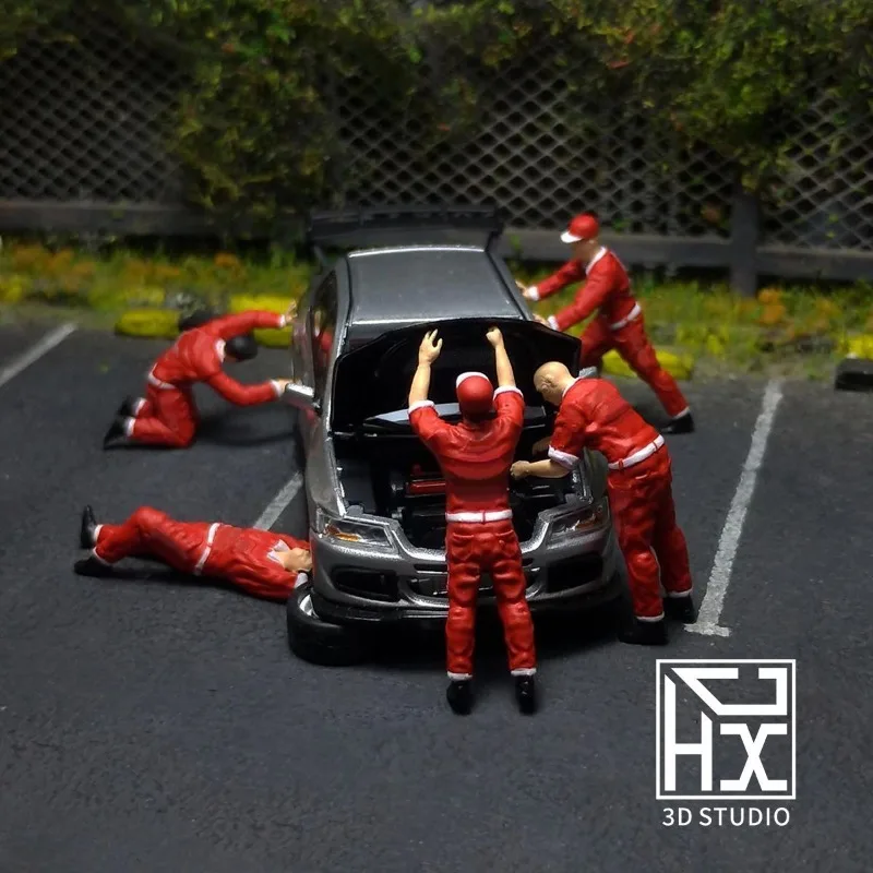 3d printed white realistic car model 1 64 scale sandbox miniature auto repair engineer figure