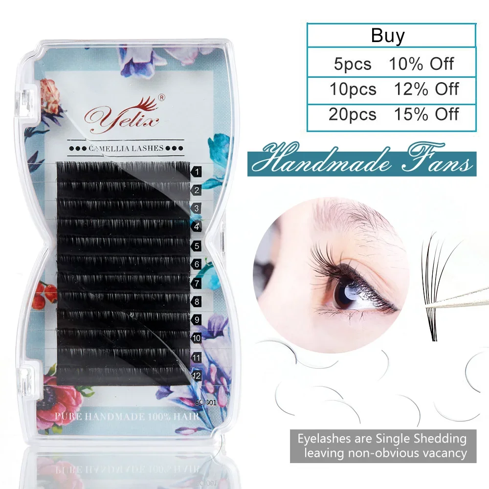 Yelix multi-length fan Individual false eyelashes Camellia Lashes Eyelash Extension Mink 3D-6D Volume fan Blossom lashes