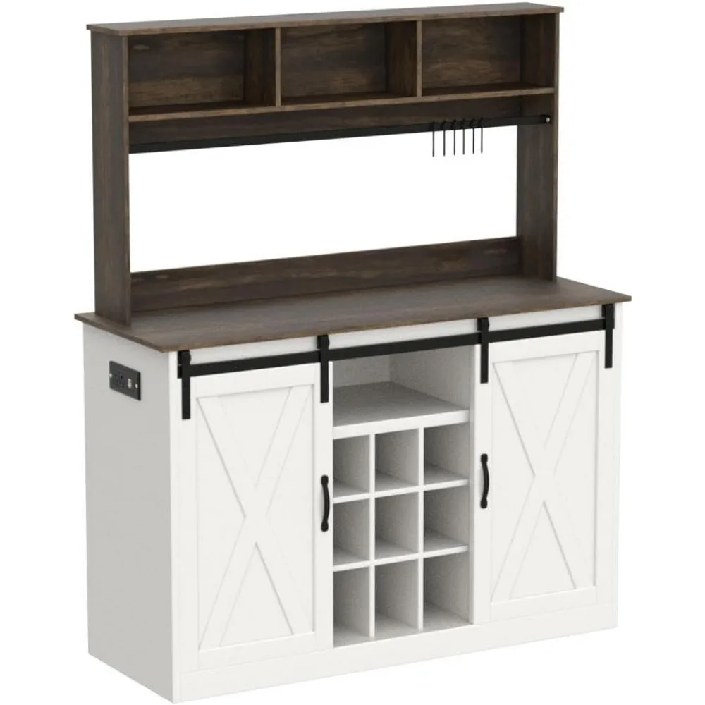 Vinctik-LED Coffee Bar com prateleira ajustável, 6 e 7 ganchos, 6ft Power Outlet, 6 ganchos, 9 Rack para garrafas, chá, licor, vinho, 60000 luzes coloridas