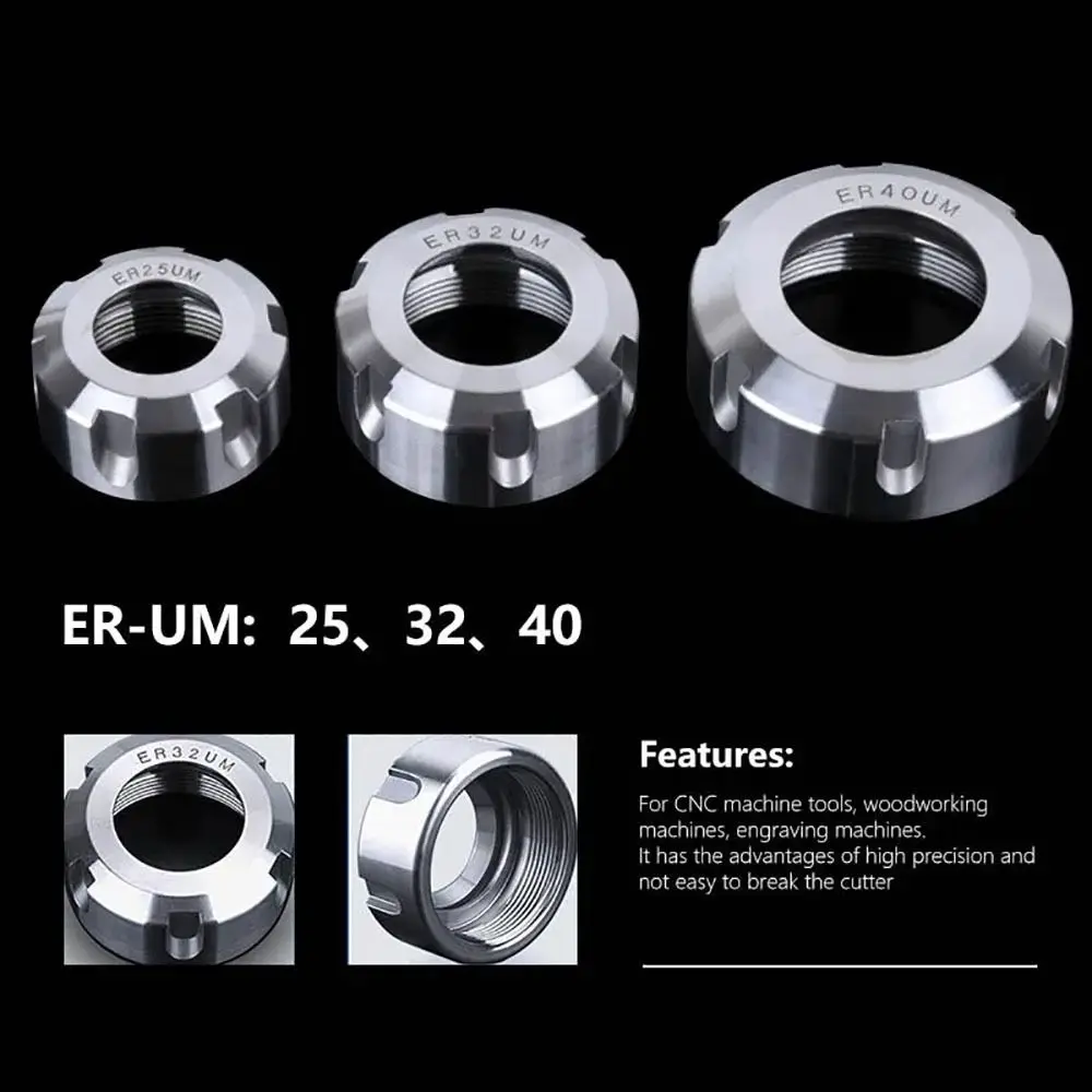 1Pcs High Precision Chuck Nut A/M/UM Type ER 11/16/20/25/32/40 Clamping Nut CNC Metalworking For CNC Lathe Milling Bit Holder