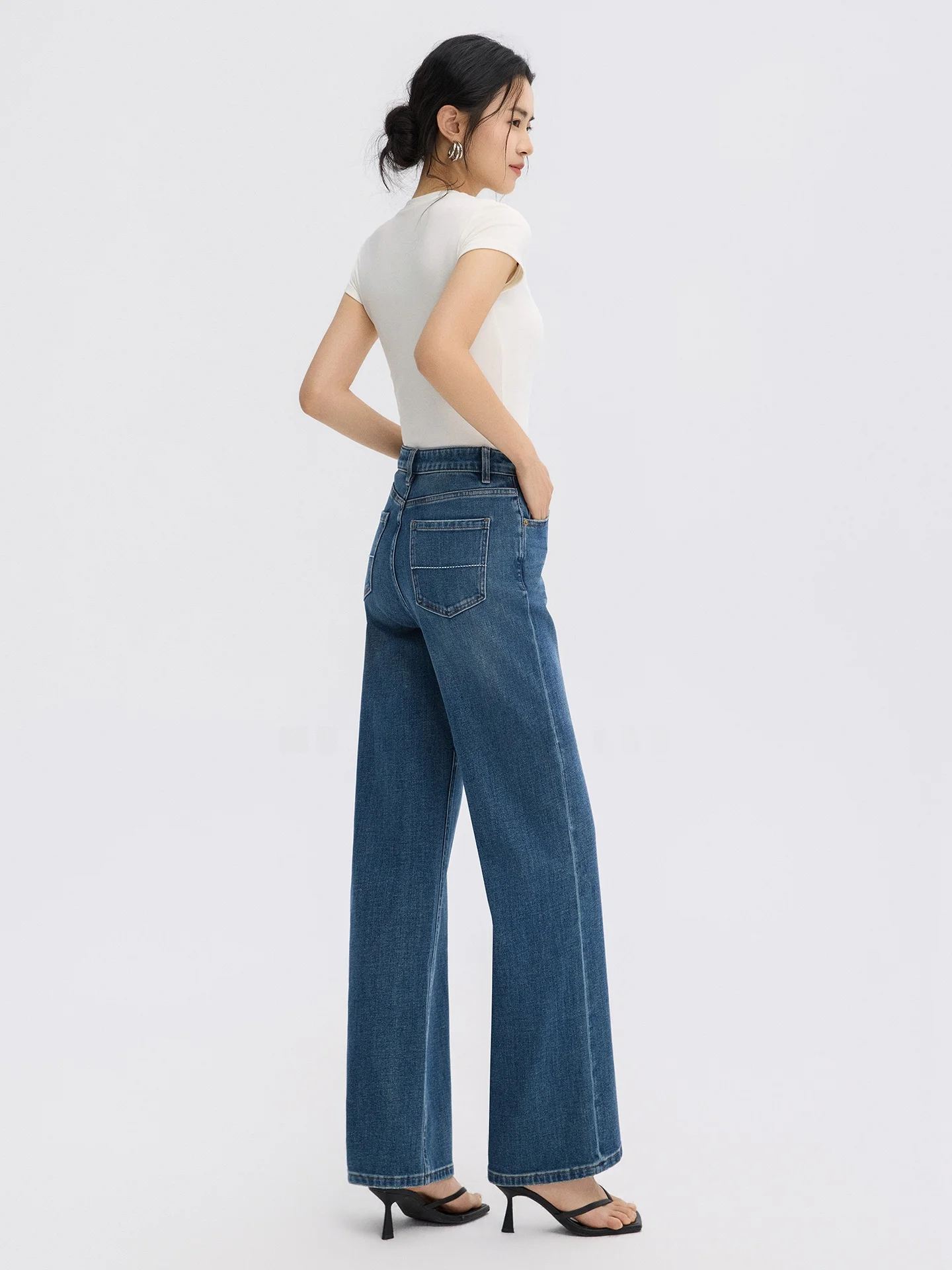 

Женские джинсы Waed Blue Slim Straight с высокой талией, свободного кроя, весенние, новые, с микроэластичной тканью, повседневные, хлопковые брюки