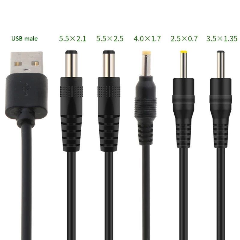 090F 0.5/1M USB ke untuk Line USB untuk 5.5x2.1mm 5.5x2.5mm 3.5x1.35mm 4.0x1.