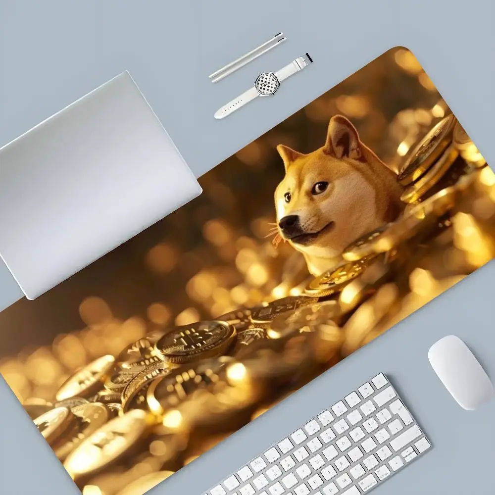 Dogecoin DOGE Mouse Pad Cartoon Lockedge Large Gaming Pad Computer Gamer Keyboard Mouse Mat Desk Mousepad for PC Desk Pad