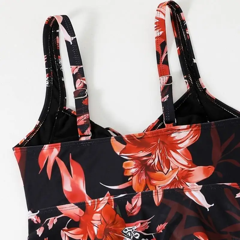 Set 2 stuks zachte stof comfortabele bloementankiniset met rokontwerp dameszwempak voor dagelijks gebruik op feestjes 24BD