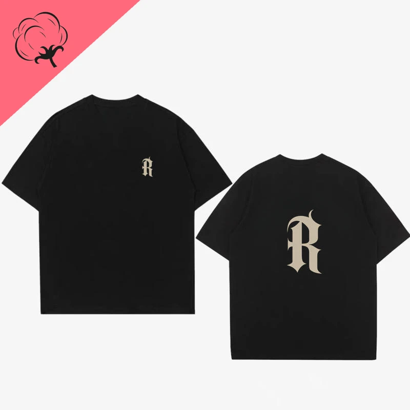 Novelty R letter printed T-shirt men's and women's casual short sleeve loose crew neck top millennium street summer clothing