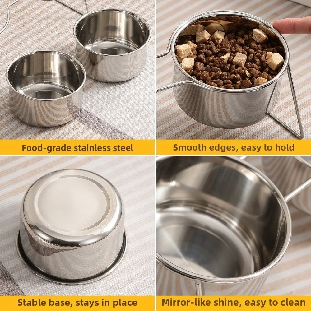 

Anti-Tipping Stainless Steel Cat Bowl with Stand Sturdy Neck Protector Bowl Rust Proof Fall-Resistant Elevated Cat Food Bowl
