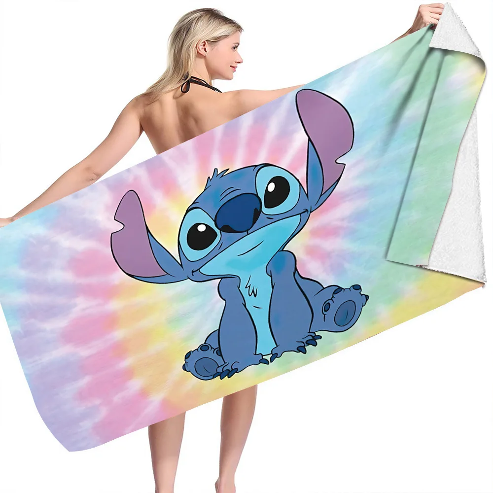 Disney Stitch & Lilo Microfiber Bad Cartoon Handdoek Dubbelzijdig Fleece Gedrukt Strandlaken Badrok Vierkante Handdoek Cadeau