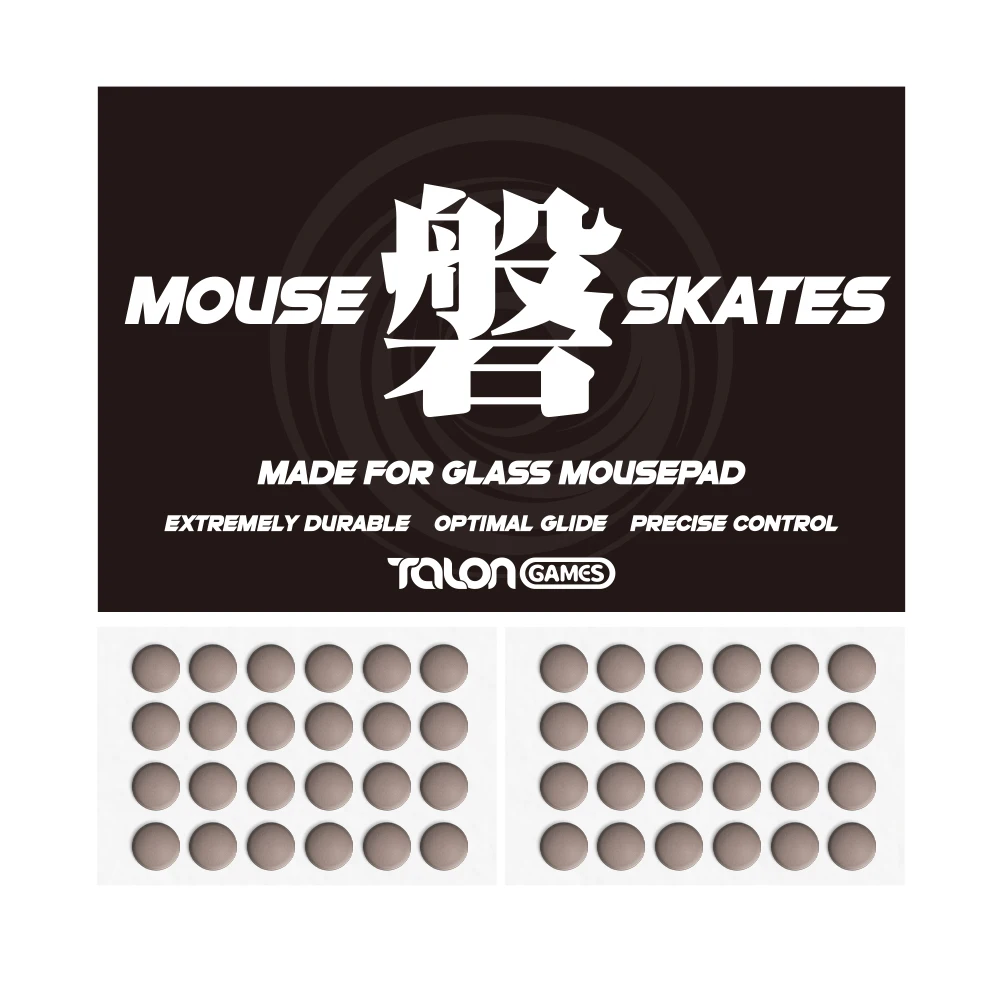 TALONGAMES Mouse Skates 48 Dots Universal for Glass Mousepads,8mm,High Durability, Low Noise, Curved Edge, IWA, Khaki