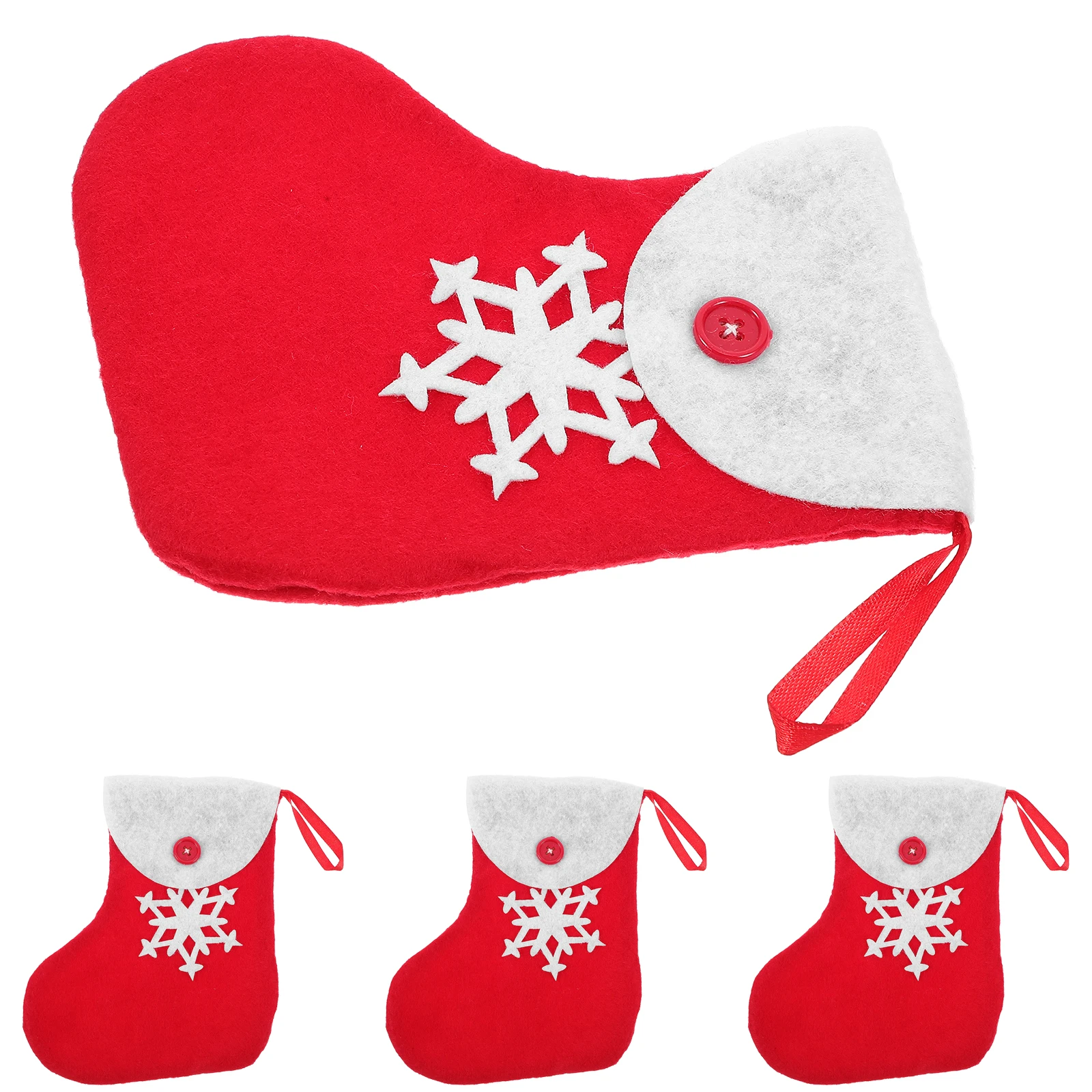 

4 Pcs Small Stockings Cutlery Table Holder Decorative Socks Candy Bag Fireplace for Setting