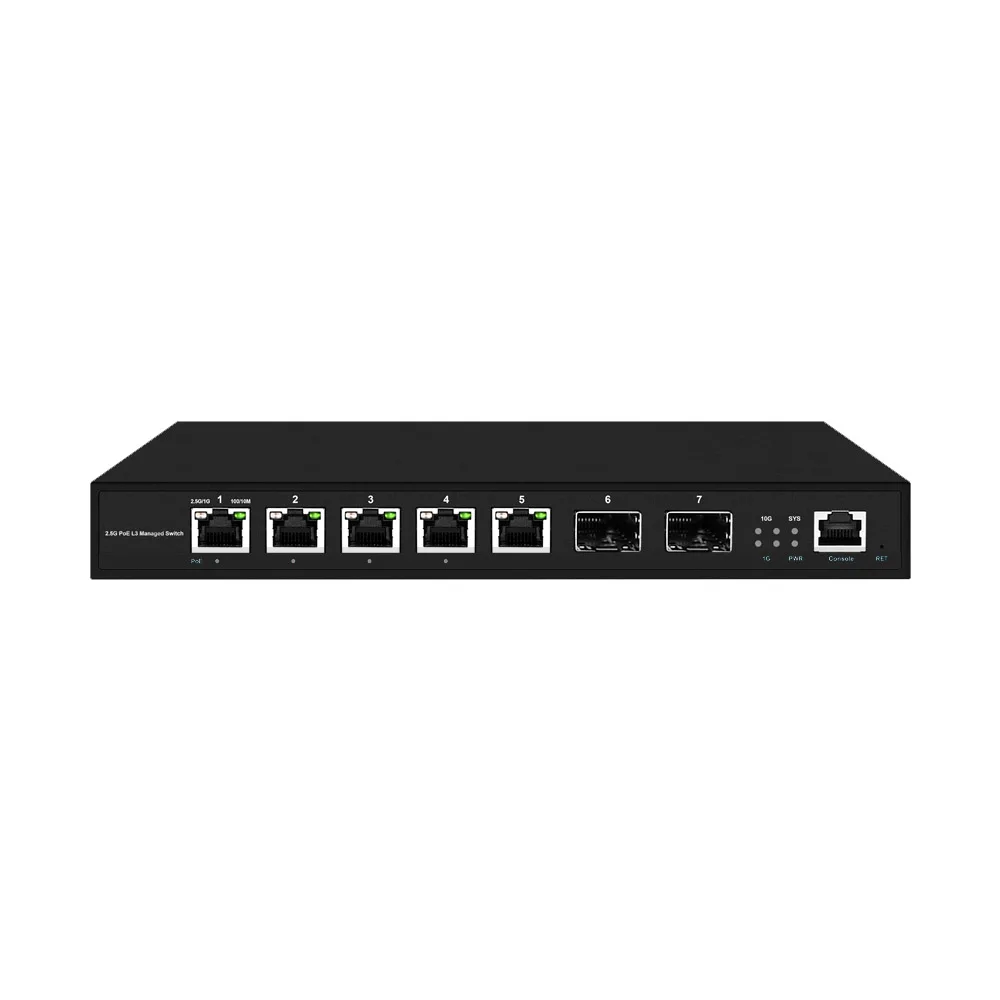 L3 gestionado 5 puertos 2.5Gbe PoE o sin interruptor con 2 puertos 10Gbe SFP Uplink