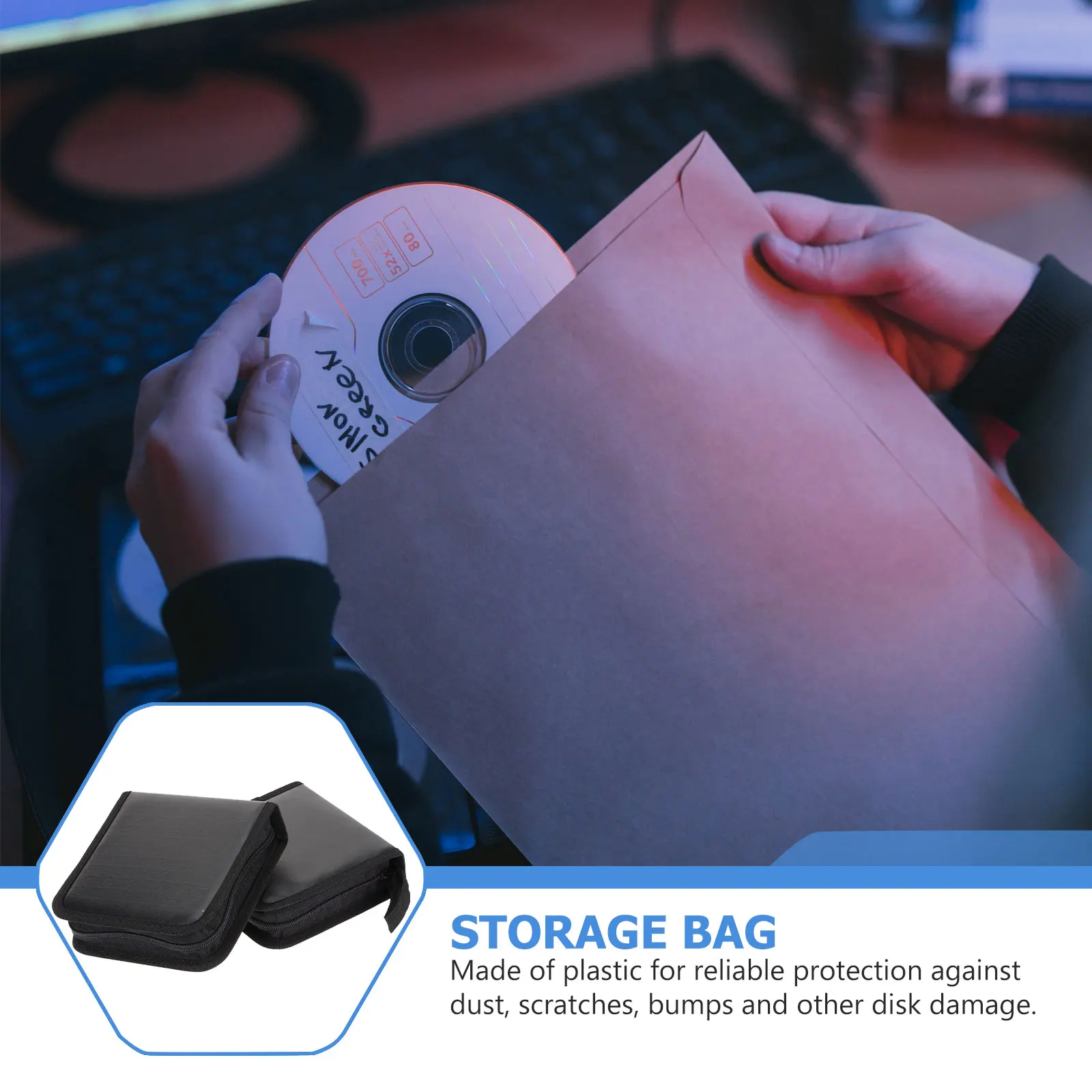 3 Pcs Disc CD Package DVD Holder Storage Rack Case Black Pu Imitation Travel Wallet