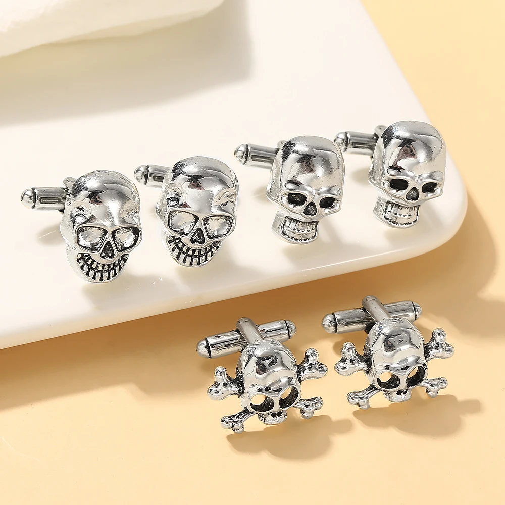 Personality Sinister Skull Cufflinks Skeleton Head Mens Cuff Links For Shirt Suit Tuxedo Blouse Sleeve Button