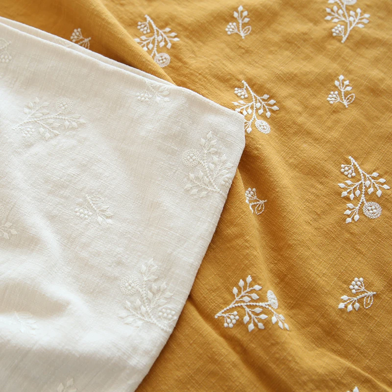 New Pastoral Style DIY Hand-embroidered Slub Cotton Skirt Clothing Fabric by the yard