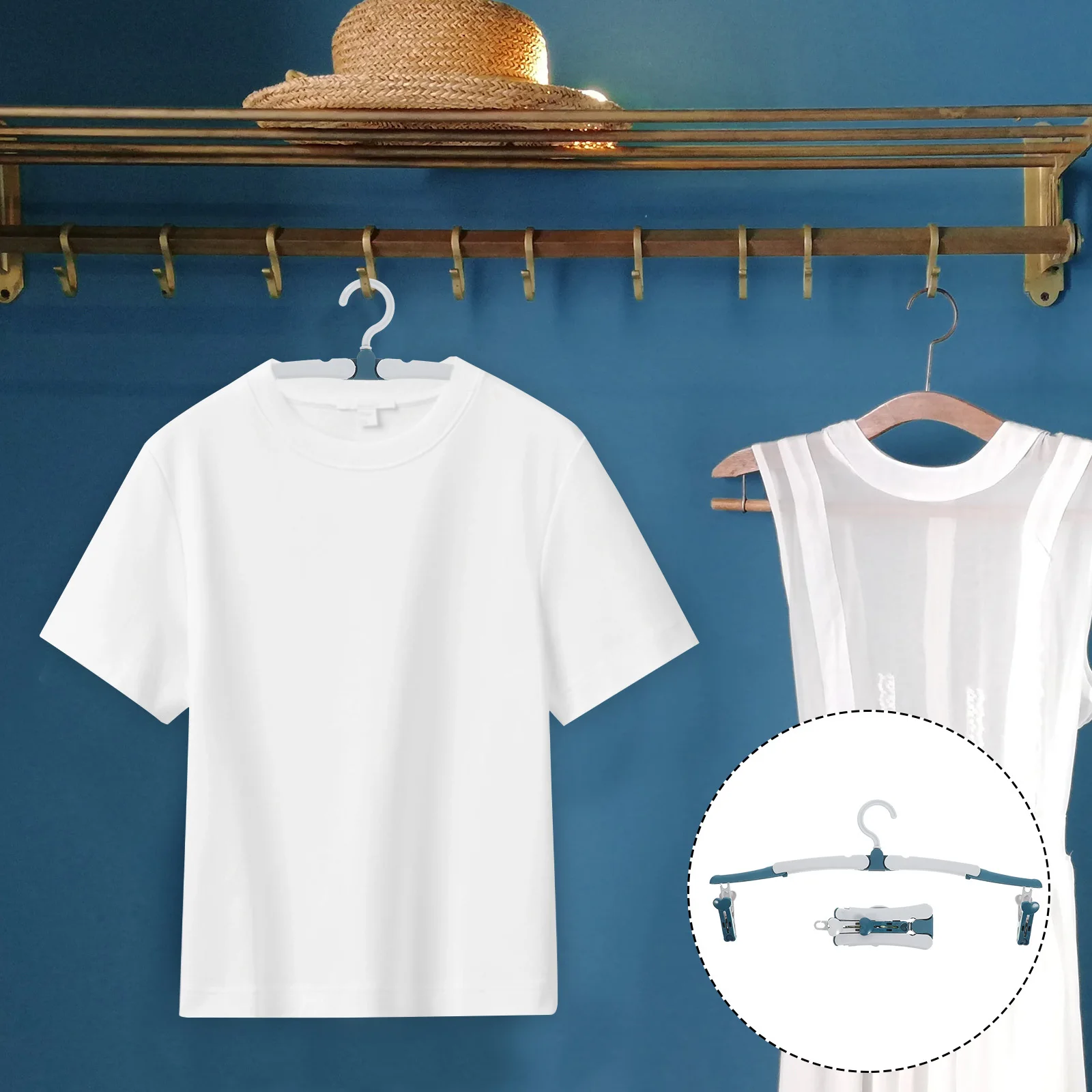 

5pcs Travel Folding Clothes Hangers Collapsible Space Saving 360° Rotating Hook Sturdy Abs Lightweight For Suitcase Laundry