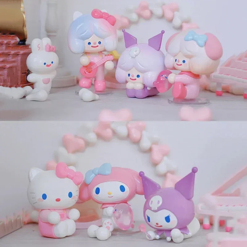 Blind Box Sanrio Family Happy Paradise Present Beautiful Love Series Mystery Box  Melody Kuromi Cute Model Room Decorative Gift