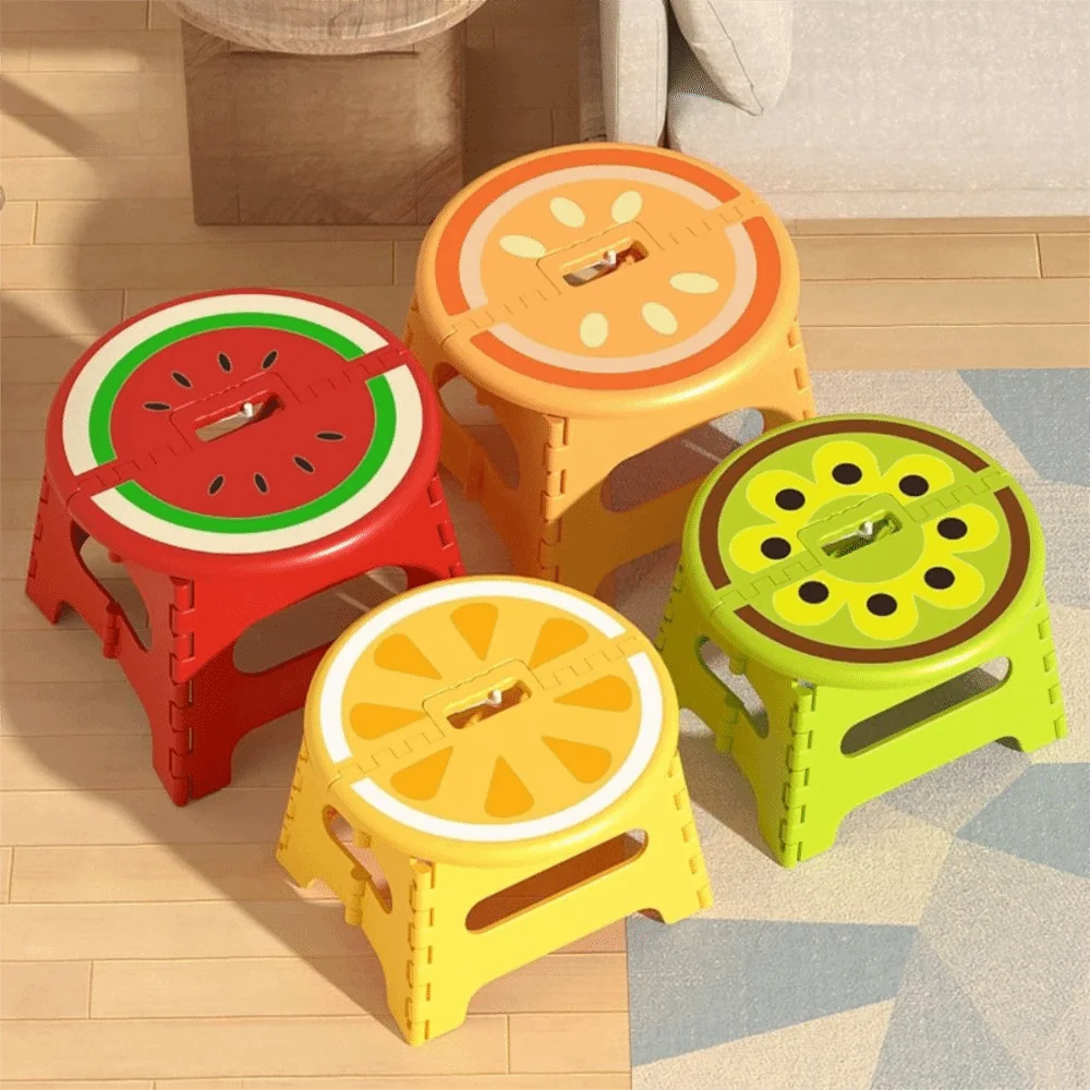 Compact Thickened Folding Stool Sturdy Non-Slip Step Stool Safety Locks Portable Low Chair Indoor