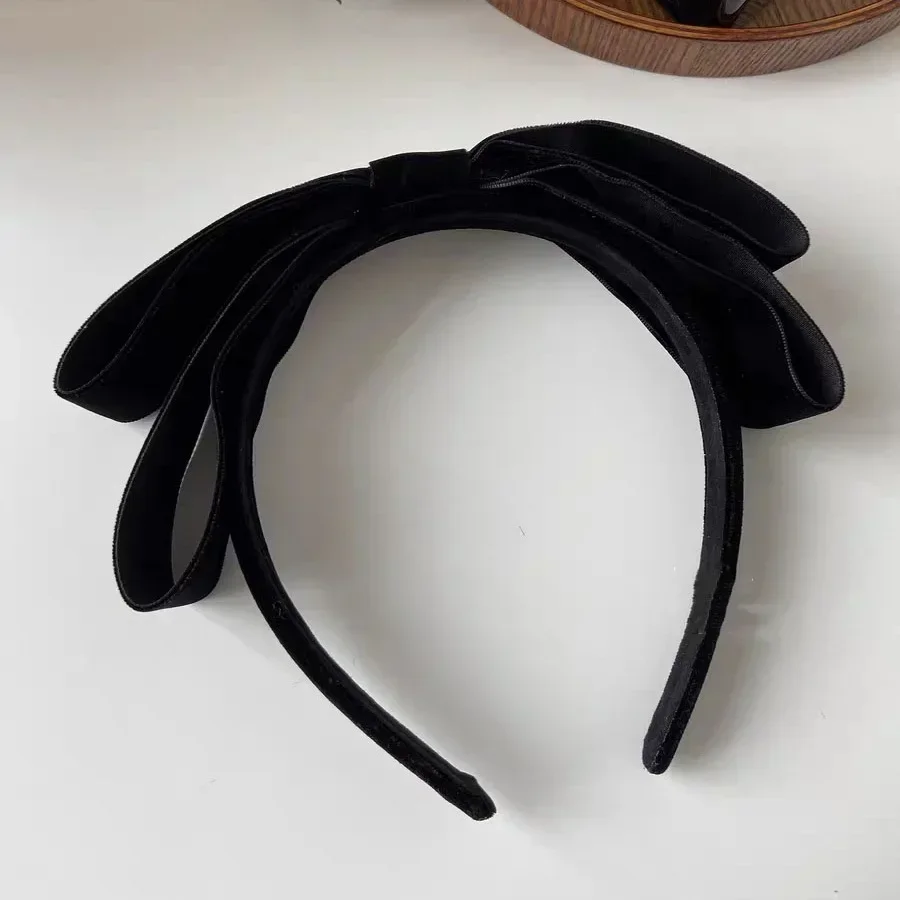 Elegant Velvet Bow Bezel Hairband for Women Korean Retro Headband Girls Vintage Hoop for Holiday Party Hair Bands Accessories