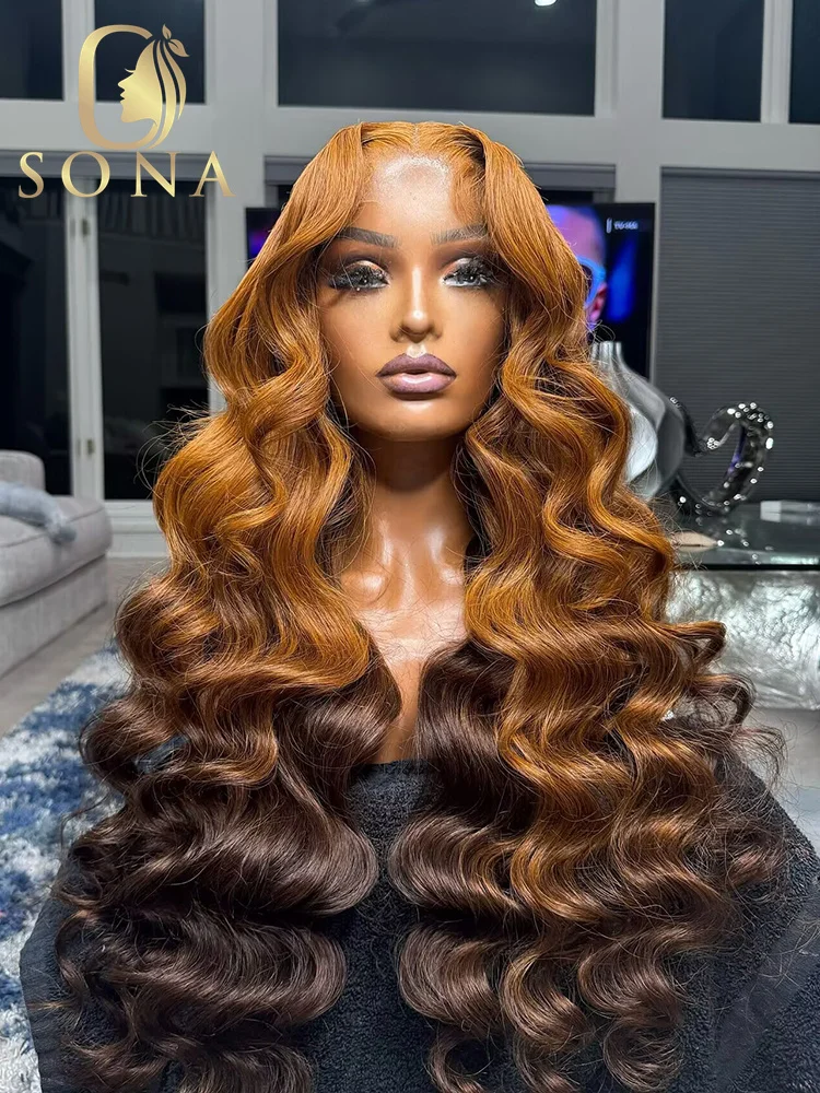 13x6 HD Lace Frontal Wig Water Wave Ginger Brown 13x4 Lace Front Human Hair Wigs Loose Wave Preplucked 4x4 Lace Closure Wig