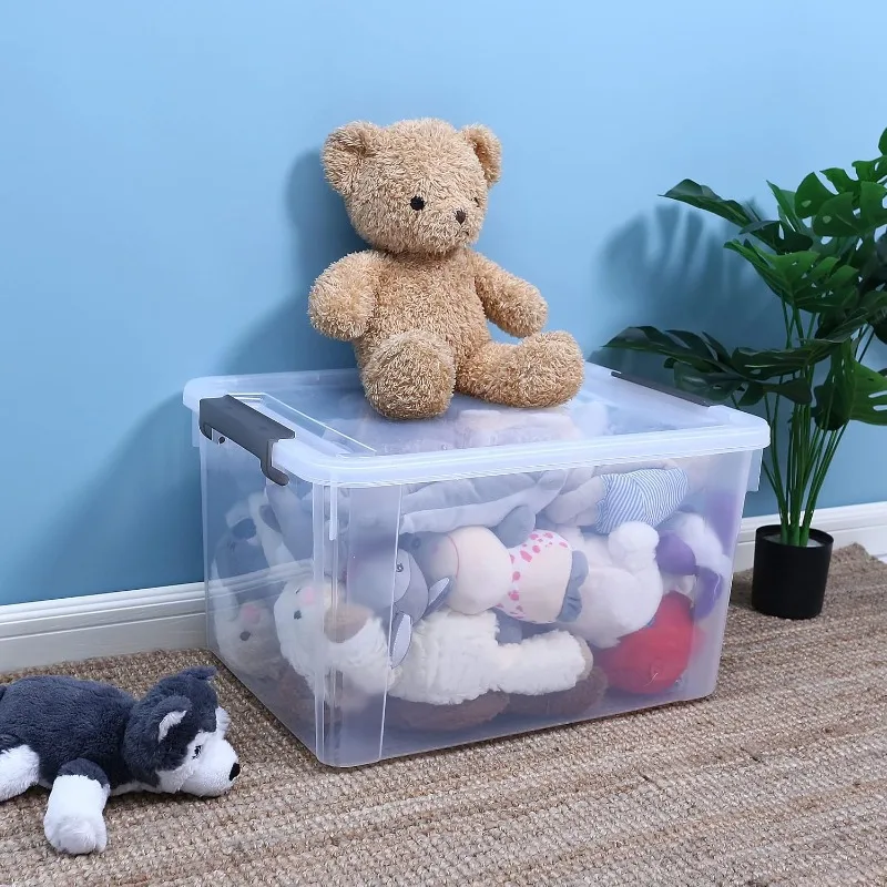 6 Packs 58.1 QT Plastic Storage Bins with Lids Large Stackable Storage Containers for Organizing Clear Storage Box for