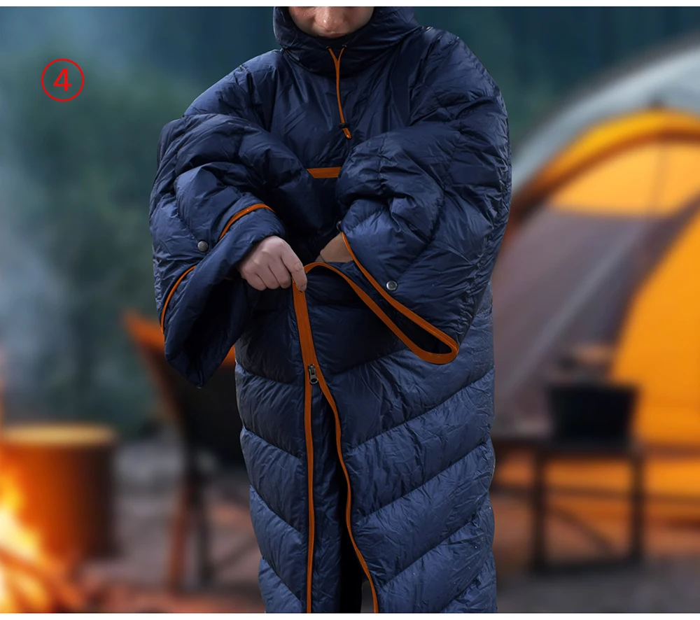 Kamperbox Winterschlafsack Poncho Winter Camping Poncho Winter Tragbarer Schlafsack Campingdecke PC600 – Detail 10