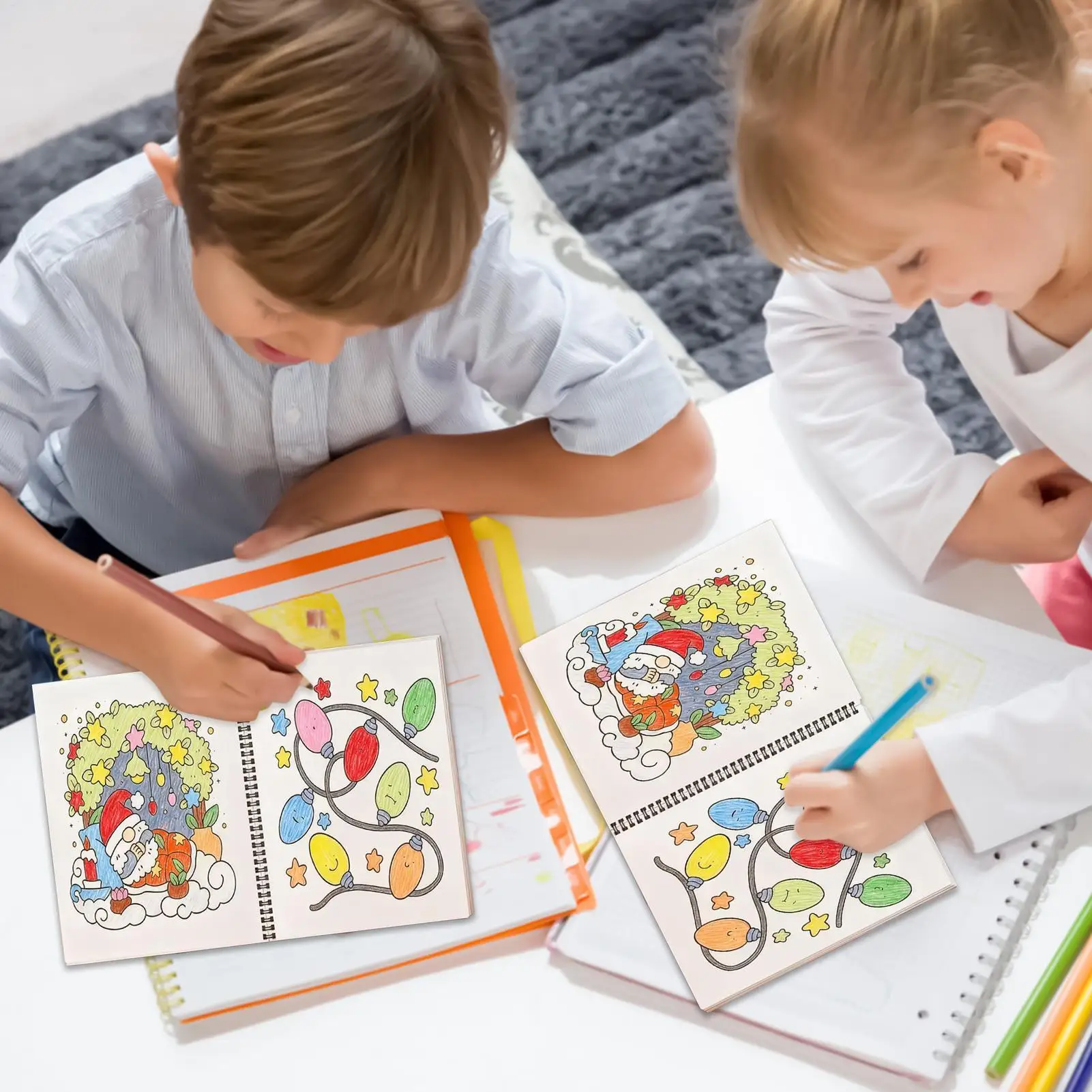 Livre de coloriage de noël guidé, apprentissage précoce, dessin du père noël, livre de coloriage pour Crayons, crayons, avion, étude en classe
