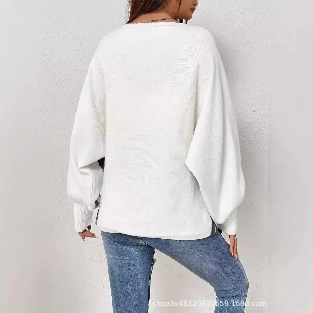 Mulheres impressão suéteres manga longa pulôveres de malha em torno do pescoço grosso jumpers solto quente casual senhora leve estiramento high street