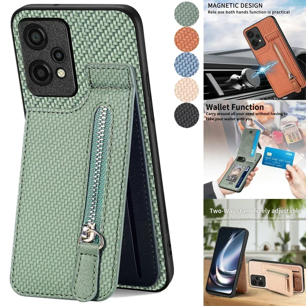 Reno 11F 11 F 12 10 5G Back Cover Zipper Wallet Leather Funda For OPPO Reno 12 11 10 Pro 8T 8Z 7 Lite 7Z 6 Z 5Z 5F 4Z Case