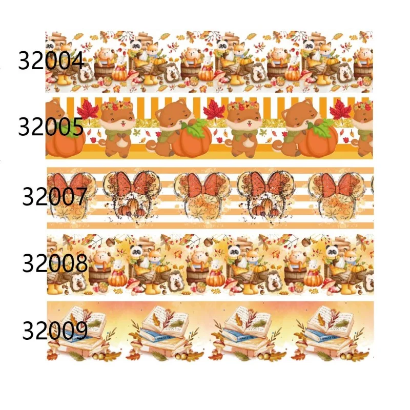 

5Yards Auturn Holiday Grosgrain Ribbon Printed for Hairbows DIY Craft Materials Accessories