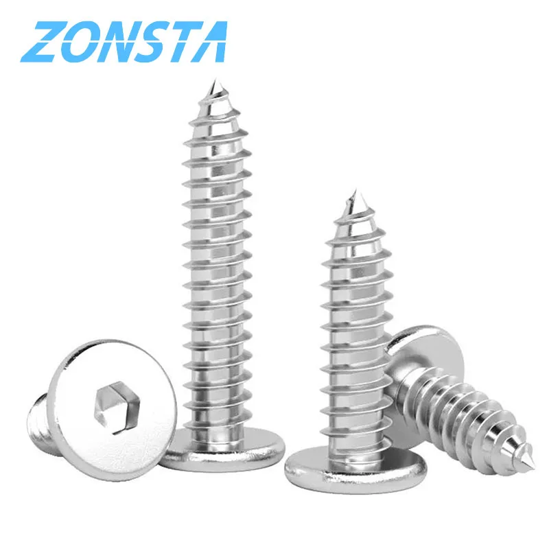 M2 M2.6 M3 M4 M5 M6 304 Stainless Steel Ultrathin Hex Hexagon Ultra Thin Low Flat Wafer Head Self Tapping Screw Wood Screws